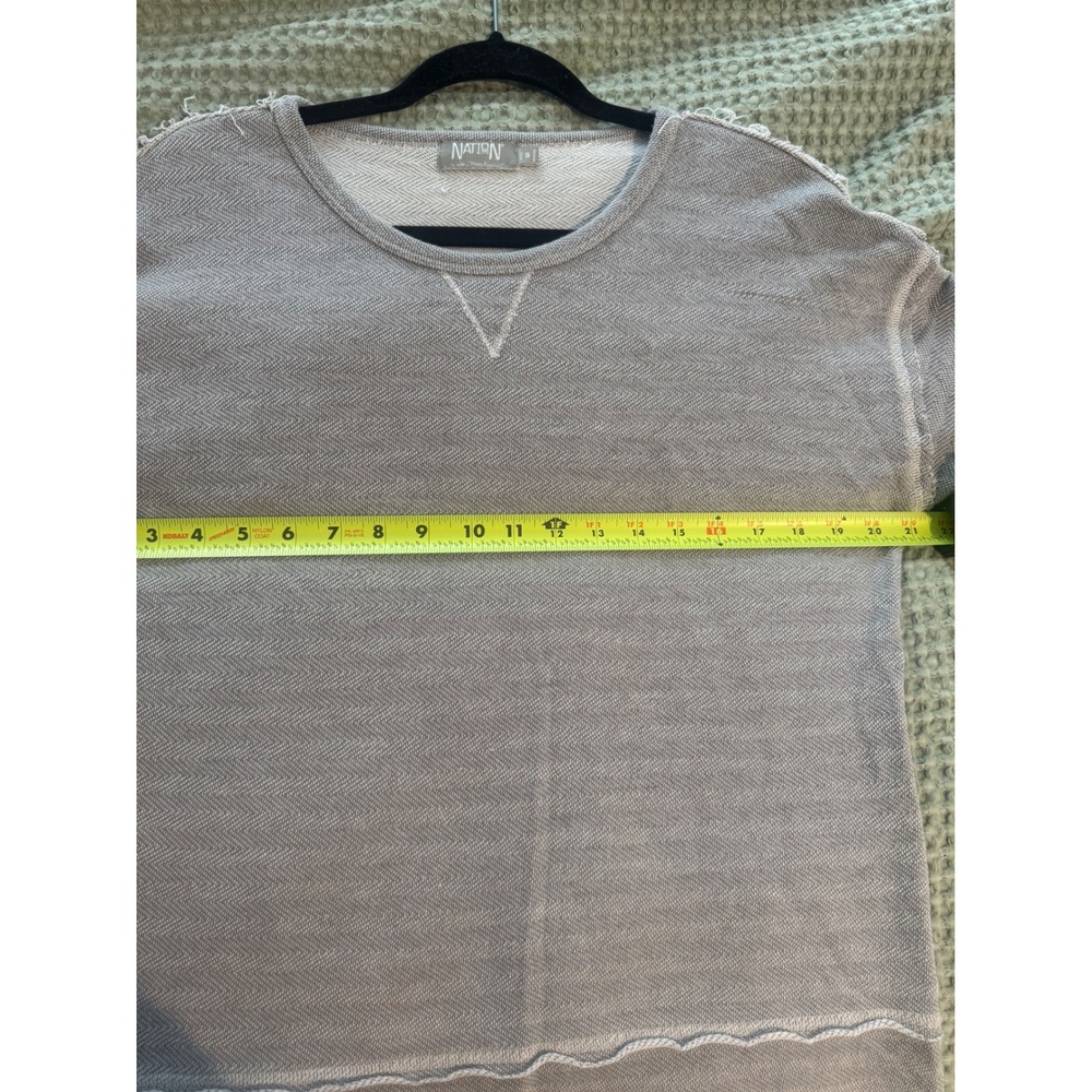 Nation LTD Jen Menchaca Grey Herringbone Raw Hem Sweatshirt Womens Small Peru - Picture 7 of 9